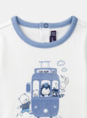 Body t-shirt crua e azul-clara com motivos de elétricos e animais LADULIO / 24H1BGJ1BOD001