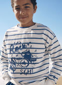 Camisola branco-cru e azul estampada às riscas LERAYAGE / 24H3PGJ1SWE001