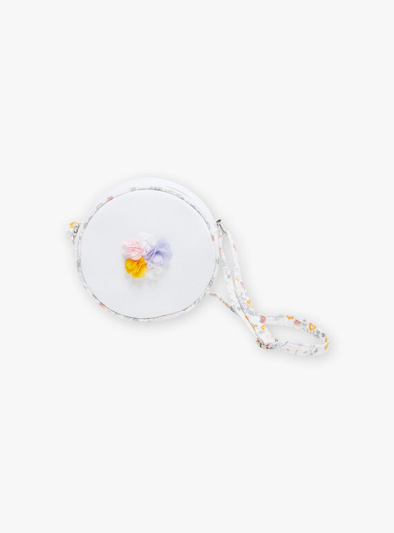 Mala a tiracolo em algodão branco com remendo de flores multicores menina CLUSETTE / 22E4PF11BES001