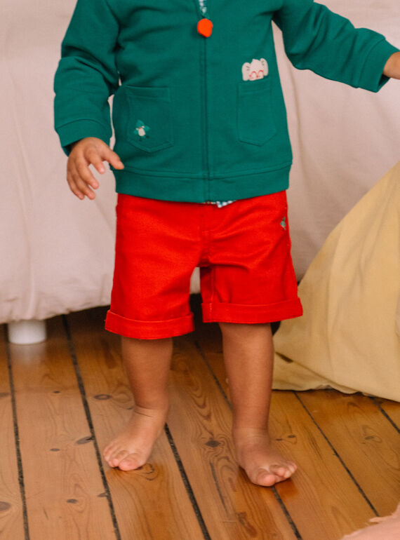 Bermudas em twill vermelho-tijolo bebé menino CATITI / 22E1BGM1BER506