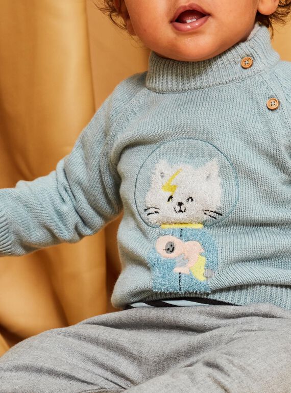 Camisola média em tricô turquesa DAUGO / 22H1BGZ2PUL219