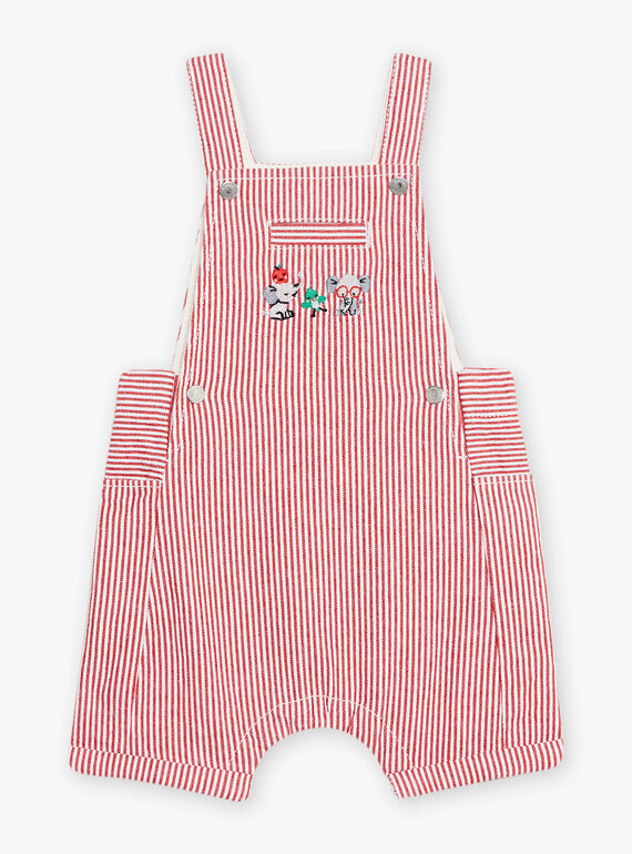 Jardineiras curtas em twill às riscas vermelho e cru bebé menino CATHIS / 22E1BGM1SAC506