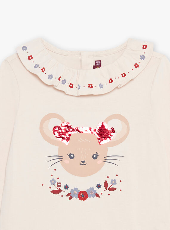 T-shirt bege de mangas compridas e padrão cabeça de rato DRITIMETTE / 22H2PFX2TML808