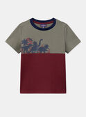 T-shirt caqui e bordeaux com estampado de dinossauro KILOAGE / 24E3PGC2TMC604