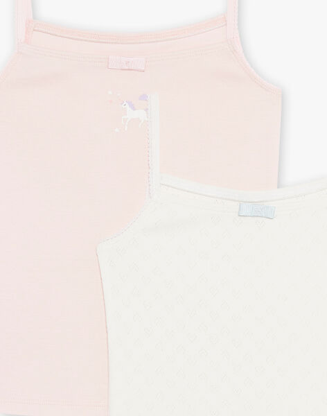 Pack com 2 camisolas de alças em algodão biológico cru e rosa DOUBINETTE / 22H5PF41HLI001
