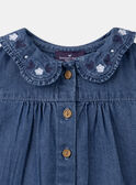 Camisa de ganga azul com folhos na gola LACARINE / 24H1BFJ1CHEP274