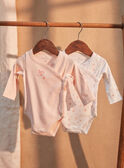 2 bodies de recém-nascido cru e rosa-drageia em algodão biológico KORALIE / 24E0NF11BODD310