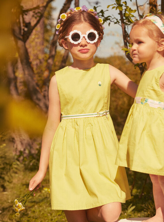 Vestido reversível amarelo em cetim de algodão LAPAKRETTE / 24H2PFI1ROBH705