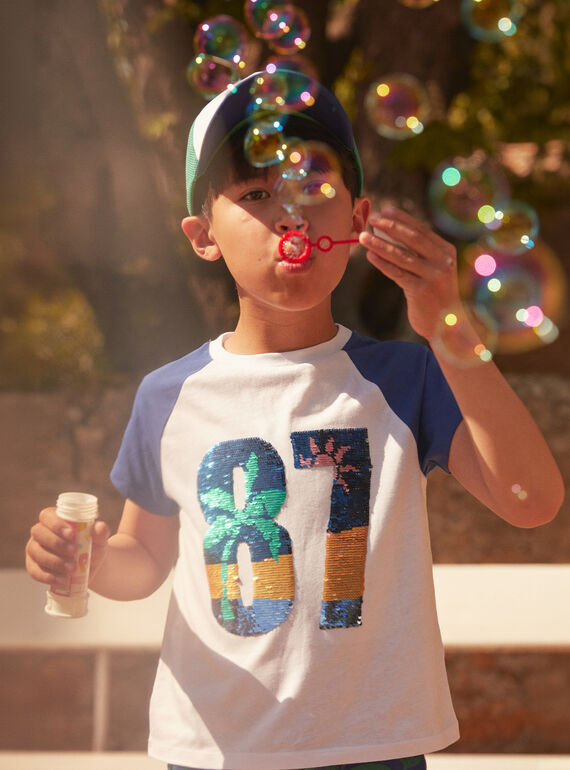 T-shirt branca e azul de manga curta LADUAGE / 24H3PGI4TMC000