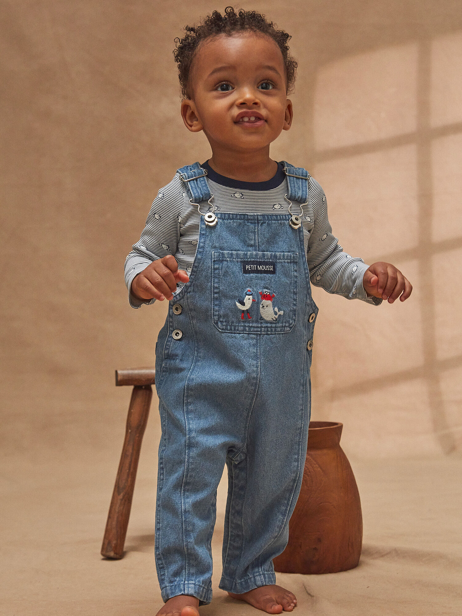 Macac o longo em denim beb crian a Menino Sergent Major