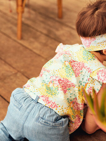 Blusa em cetim de algodão com estampado florido bebé menina CASABRINA / 22E1BFN1CHE811