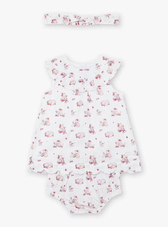 Vestido estampado em popelina, bloomer e fita bebé menina ZOLISE / 21E0CFY2ENS000
