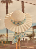 Chapéu de Palha com Fita Estampada Floral Areia 