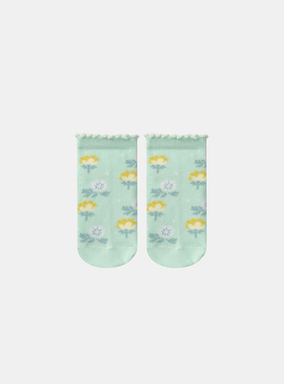 Meias Jacquard Flor Colorida Azul-Céladon KLISOZETTE / 24E4PFR1SOB204