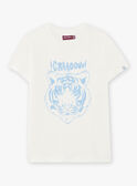 T-shirt cru e azul-claro com padrão tigre texturizado menino CAZOTAGE3 / 22E3PGF1TMC001
