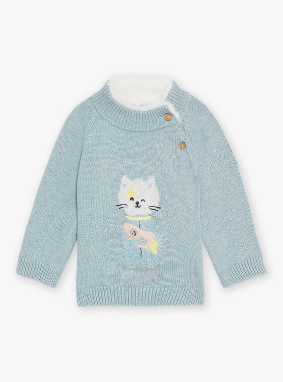 Camisola média em tricô turquesa DAUGO / 22H1BGZ2PUL219