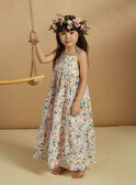 Vestido midi em popelina esbranquiçado com folhos e estampado florido menina CAUROBETTE 2 / 22E2PFU4RBSA001