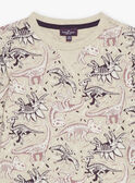 T-shirt bege com estampado de dinossauros GULIAGE / 23H3PGH3TMLA013