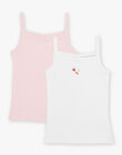 Pack de 2 camisolas de alças cru e rosa-pétala em algodão biológico FLOTOETTE / 23E5PFH1HLI309