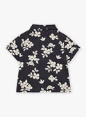 Camisa preto-ardósia com estampado de folhas e tartarugas FATONY / 23E1BGP1CHMJ900