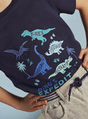 T-shirt azul-marinho com padrão dinossauros menino CYDOAGE2 / 22E3PGT2TMC070