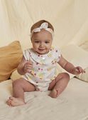 Babygro em cetim de algodão branco e fita com estampado de fruto e flor recém-nascido menina CONSUELA / 22E0CFI3ENS000