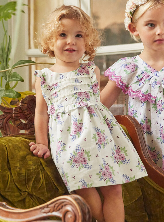 Vestido-jardineira de cor crua com rosas KAFRANCOISE / 24E1BFL1CHS001