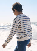 Camisola branco-cru e azul estampada às riscas LERAYAGE / 24H3PGJ1SWE001