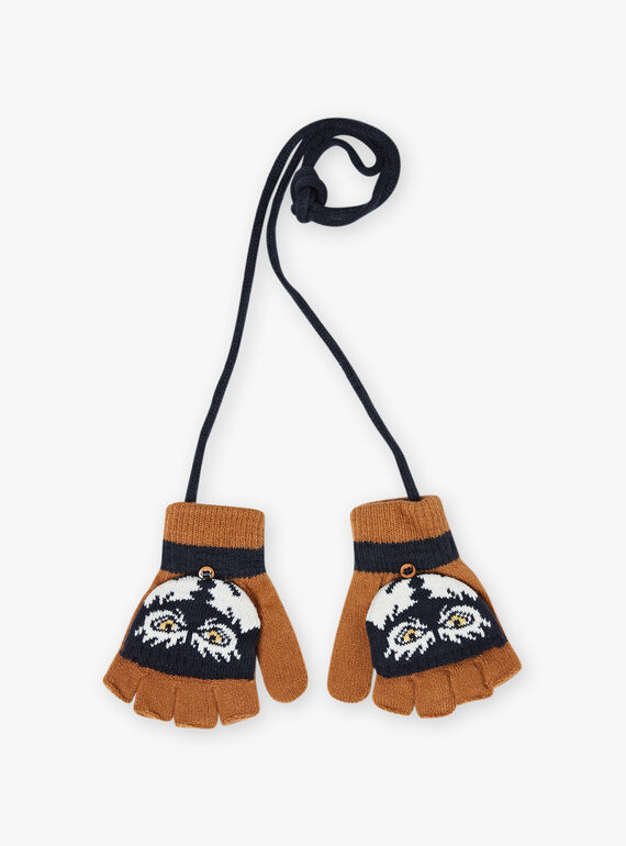 Luvas 2 em 1 camel com padrão de lobo menino BIMITAGE / 21H4PGE2GAN804