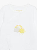 Pijama e gorro de recém-nascido branco com padrão de nuvem e sol FOSIO_B / 23E0NMT2GRE000