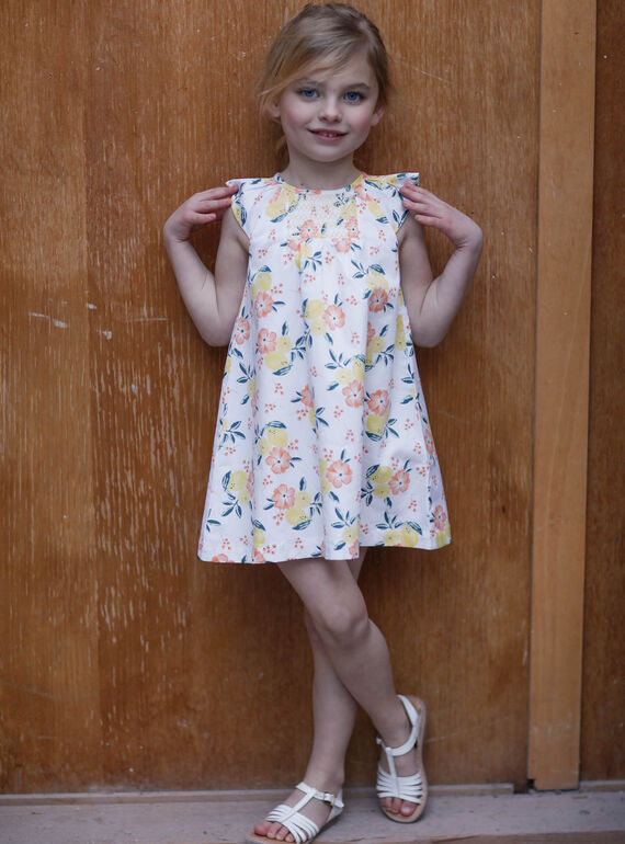 Vestido branco e amarelo estampado limão e florido menina ZICITETTE / 21E2PFO1ROB000