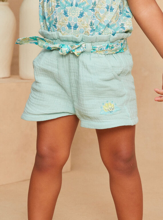 Shorts com Cinto Estampado Turquesa KAURSULE / 24E1BFR1SHO204