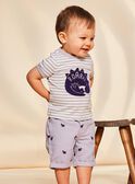 T-shirt lilás de mangas curtas com estampado às riscas FAOCTAVE / 23E1BGO1TMCH700