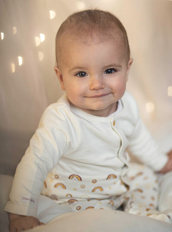 Babygro em moletão com padrões ouriço e arco-íris e gorro bebé menino CEFABRICE / 22E5BG44GRE002