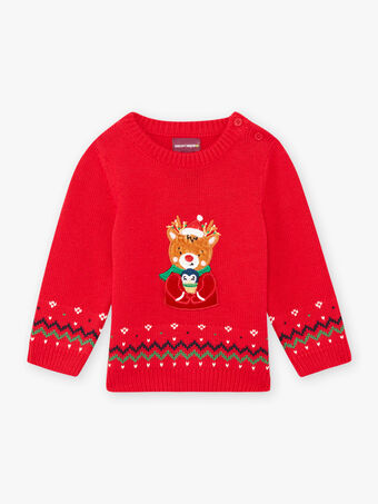 Camisola de Natal vermelho bebé menino BUIPOLYTE / 21H1BGI1PULF518