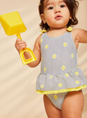 Fato de banho azul-marinho e amarelo com estampado às riscas e sóis FITINA / 23E4BFM2MAIA001
