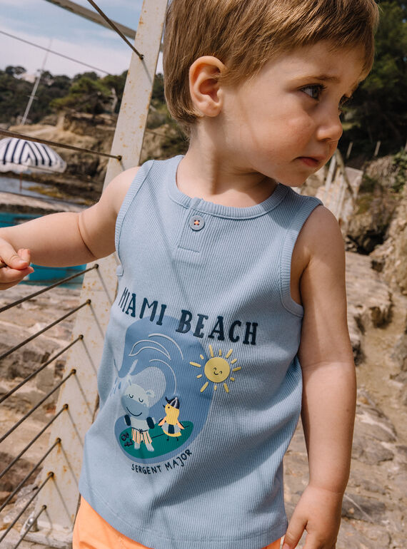 Camisola de alças azul com padrão surf bebé menino CAYVAN / 22E1BGV2DEBC218
