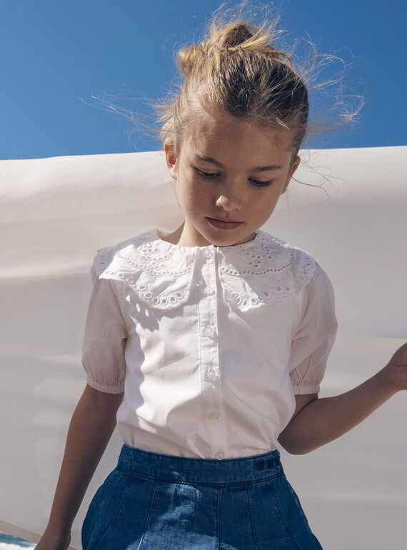 Blusa branco-cru em popelina de algodão LEBLOZETTE / 24H2PFJ1CHE001