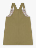 Vestido-jardineiras verde-caqui twill com padrão florido menina CECHAETTE / 22E2PFB1CHS604