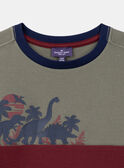 T-shirt caqui e bordeaux com estampado de dinossauro KILOAGE / 24E3PGC2TMC604