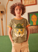 T-shirt caqui com estampado de lince KLEBOAGE / 24E3PGO2TMC612