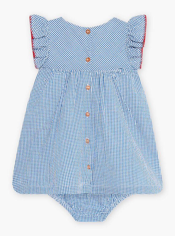 Conjunto vestido bordado e bloomer em seersucker aos quadrados bebé menina CAFABIENNE / 22E1BF81ROB208