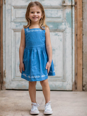 Vestido azul-lavanda reversível com padrões floridos criança menina ZUREVETTE / 21E2PFT1CHSC208