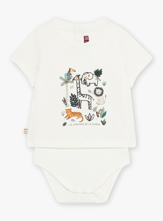 Body t-shirt cru com padrões de animais e selva bebé menino CAKILLIAN / 22E1BG91BOD001