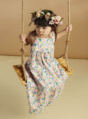 Vestido midi em popelina esbranquiçado com folhos e estampado florido menina CAUROBETTE 2 / 22E2PFU4RBSA001