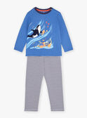 Conjunto pijama azul em túbica com estampado às riscas KUICHAGE / 24E5PG54PYJC244