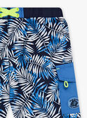 Calções de banho azul com estampado de folhas menino CYSHORTAGE / 22E4PGO6MAI622