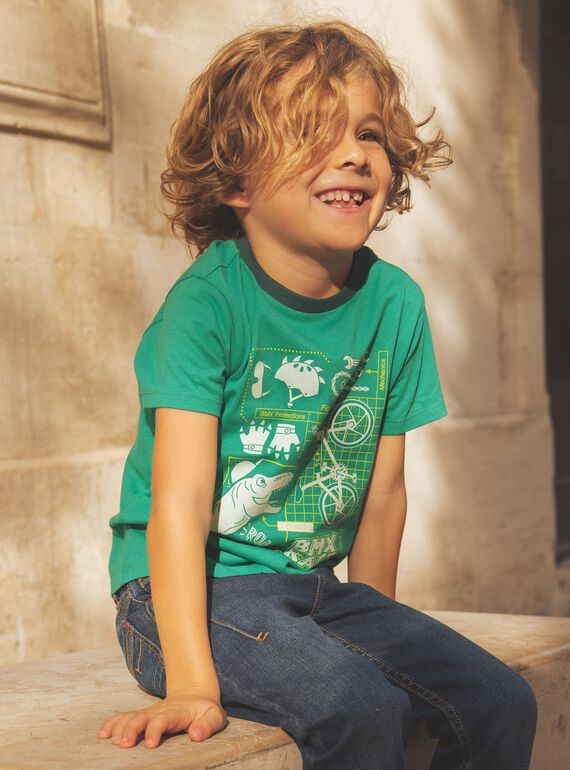 T-shirt com padrões dinossauro e bicicletas fosforescentes FEPAGE / 23E3PGB2TMC630