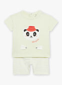 Pijama verde-pálido com animação de cabeça de panda e estampado às riscas FEFANTIN / 23E5BG31PYJ605