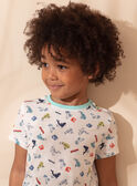 Conjunto de praia cru e azul-celeste t-shirt e calções criança menino ZIPALAGE4 / 21E3PGQ3ENS001